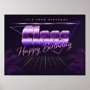 Claas Name Vorname lila retro Poster Geburtstag