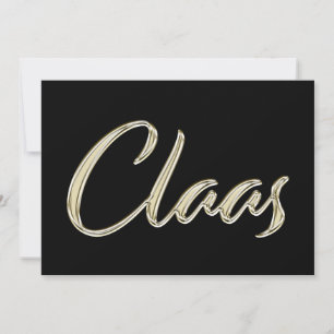 Claas Name white gold Handwriting Card