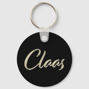Claas Name whitegold Button Schlüsselanhänger Keychain