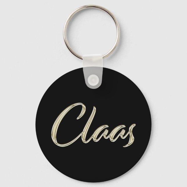 Claas Name whitegold Button Schlüsselanhänger Keychain (Front)