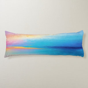 “Clachanray” Wide Pink and Blue Landscape Seascape Body Pillow