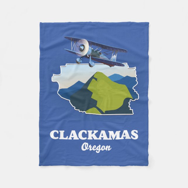 Clackamas Oregon USA map Canvas Print Thank You Ca Fleece Blanket (Front)
