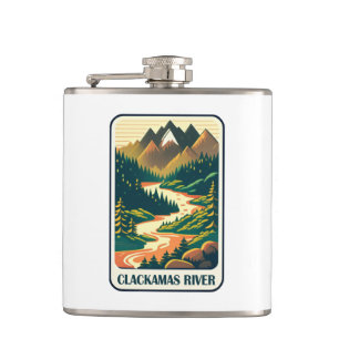 Clackamas River Oregon Colours Hip Flask