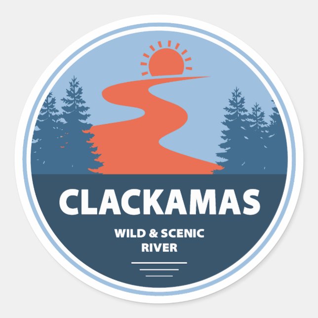 Clackamas Wild and Scenic River Oregon Classic Round Sticker (Front)