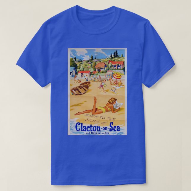 ClactononSea vintage travel poster T-Shirt (Design Front)