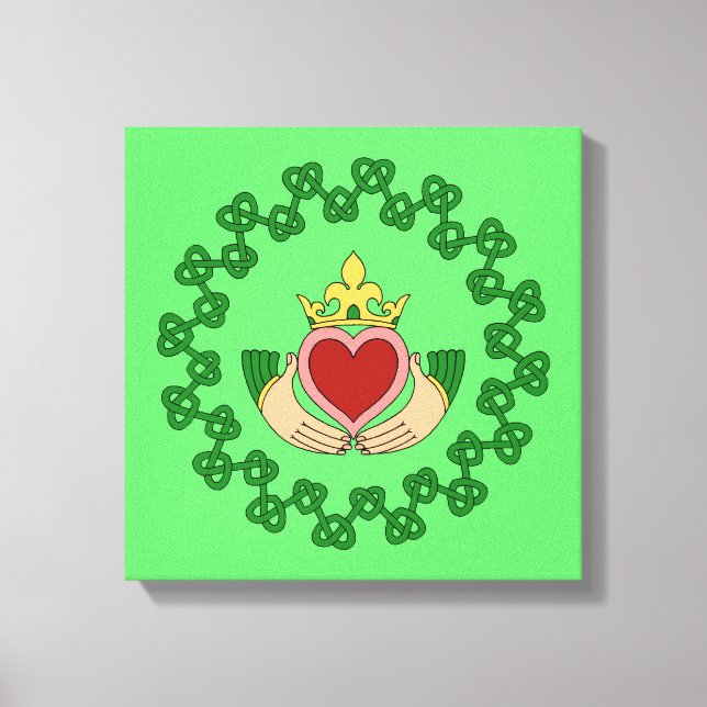 Claddagh and Green Knotwork Canvas Print (Front)