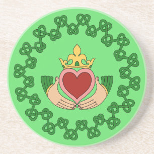 Claddagh and Green Knotwork Coaster