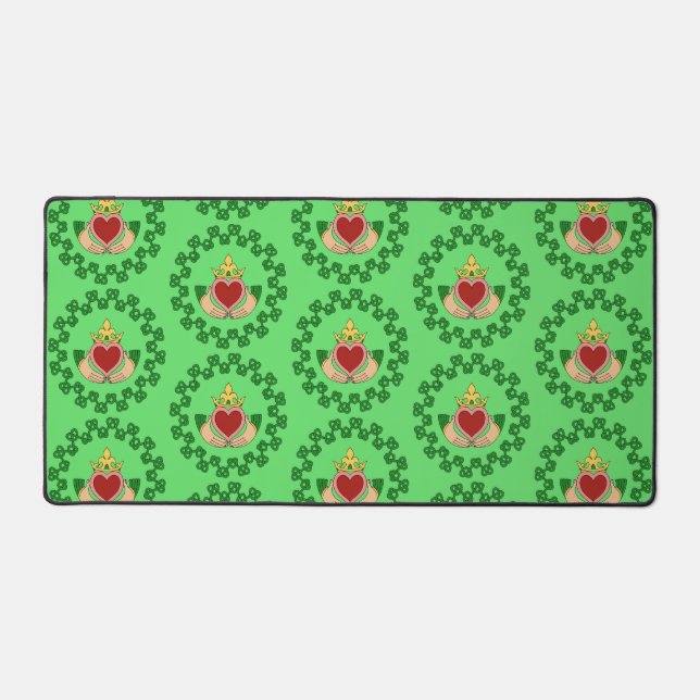 Claddagh and Green Knotwork Desk Mat (Front)