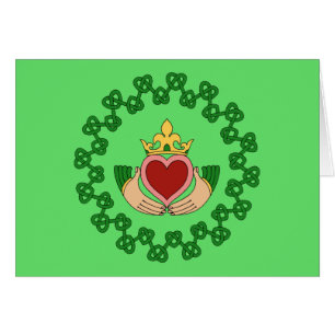 Claddagh and Green Knotwork Greeting Card