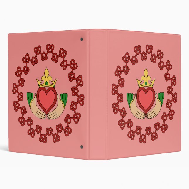 Claddagh and Red Knotwork on Pink Binder (Background)
