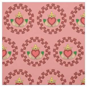 Claddagh and Red Knotwork on Pink Fabric