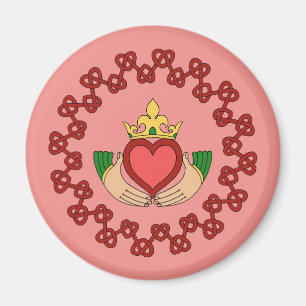 Claddagh and Red Knotwork on Pink Magnet
