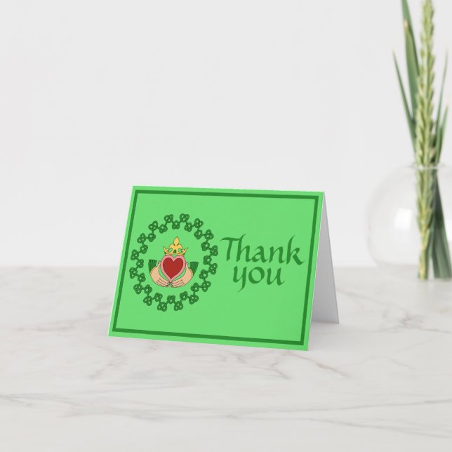 Claddagh et Carte de remerciements de réseau vert (Devant)