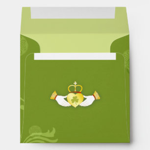 Claddagh Heart Irish Green Wedding Envelopes