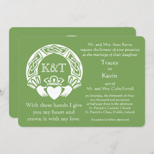 Claddagh Initials - Customize Background colour Invitation