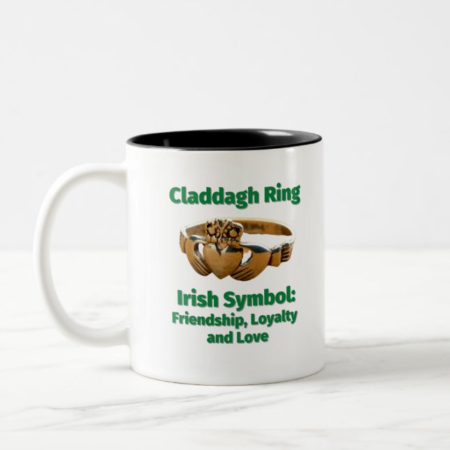 Claddagh Ring Irish Symbol: Friendship, Loyalty an Two-Tone Coffee Mug (Left)