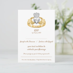 Claddagh Ring Mariage RSVP avec Initiales et Date