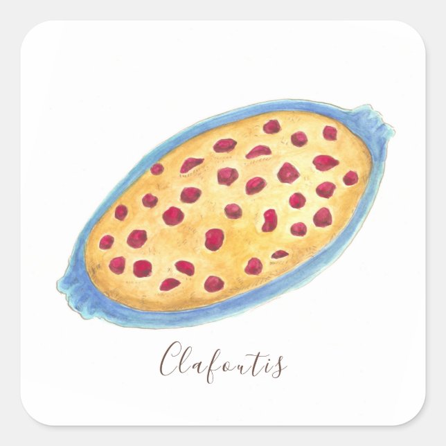 Clafoutis watercolor square sticker (Front)