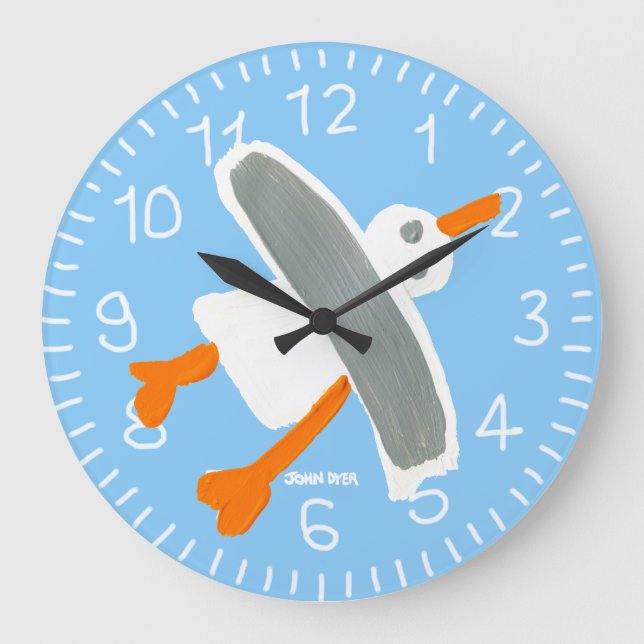 Clair bleu John Dyer Horloge murale Seagull (Recto)