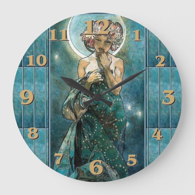Clair de Lune - Mucha Large Clock (Front)