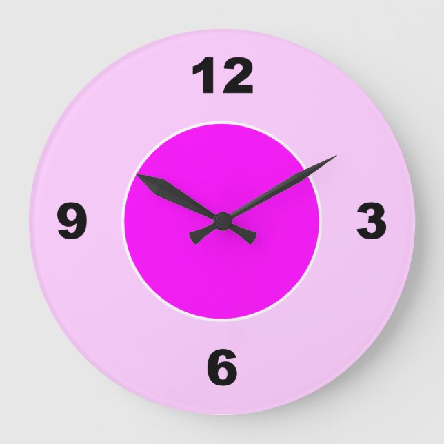 Clair et rose foncé Grand nombre noir Horloge (Recto)