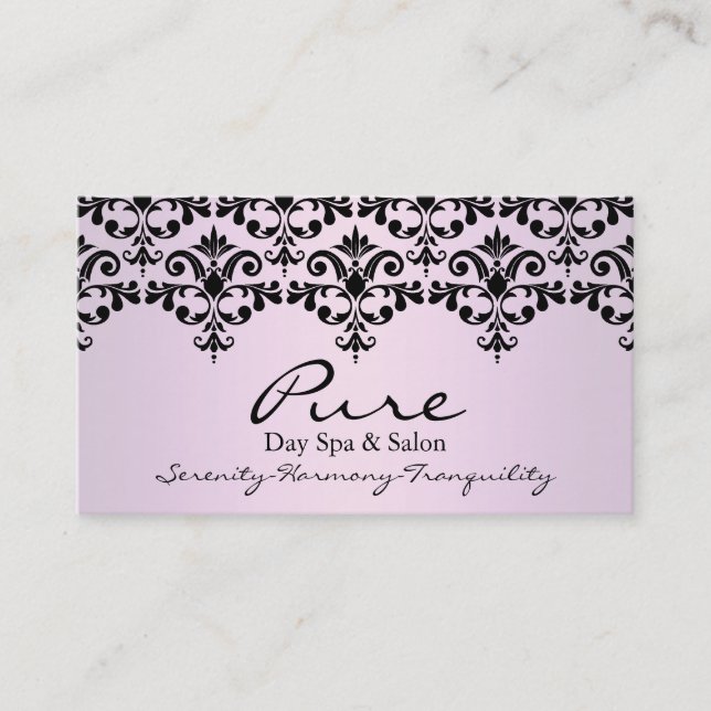 Clair rose et noir Elegant Carte de visite Damask (Devant)