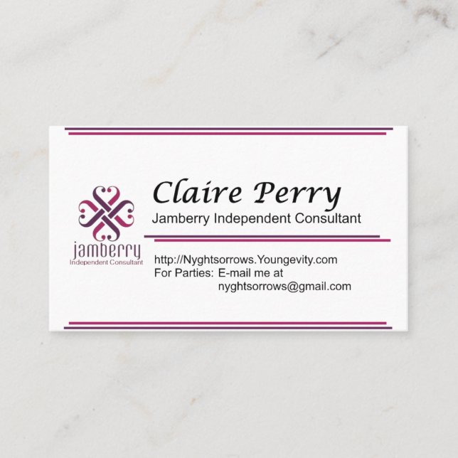 Claire Perry's Jamberry Business Card (Front)