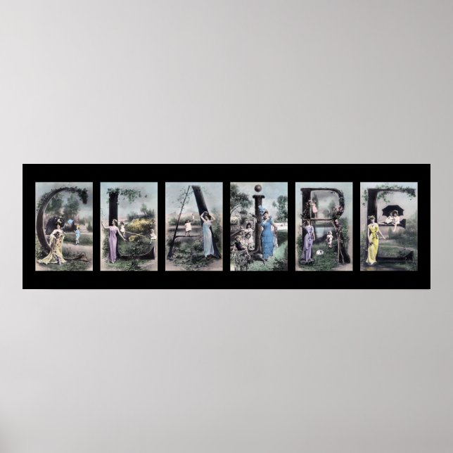 CLAIRE Vintage Alphabet Letter Name Art Poster (Front)