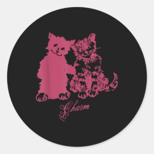 Clairo Says A Cat Charm Cat Best Friends Drawing - Classic Round Sticker