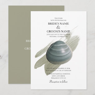 Clam Aquarelle Stroke Wedding Invitations