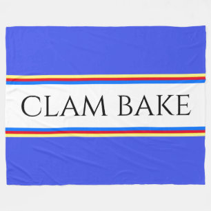 CLAM BAKE Royal Blue White Red Racing Stripes  Fleece Blanket