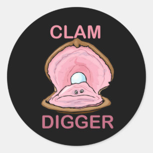CLAM DIGGER CLASSIC ROUND STICKER