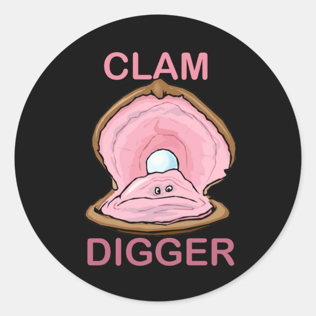 CLAM DIGGER CLASSIC ROUND STICKER (Front)