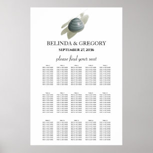 Clam Watercolor Stroke Wedding Seating Chart