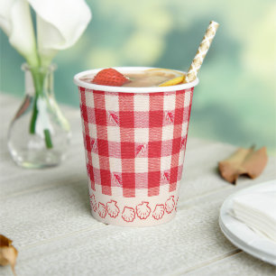 Clambake Casual Seafood Cookout Dinner Gingham Paper Cups