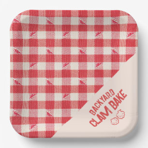Clambake Casual Seafood Party Gingham Plaid Paper Plate