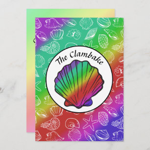 Clambake Rainbow Clam Shellfish Pattern Cookout Invitation