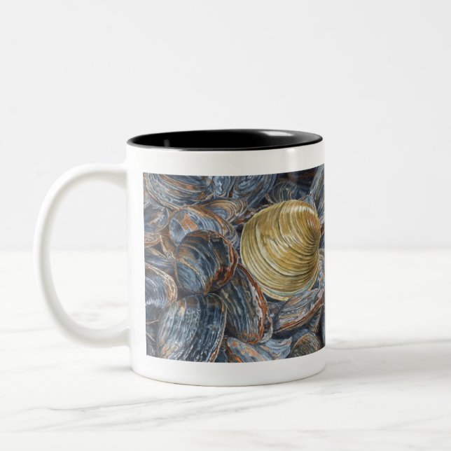 Clams and Quahog Shell Two-Tone Coffee Mug (Left)