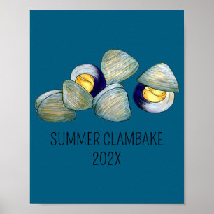 Clams Clambake Rhode Island New England Seafood Poster