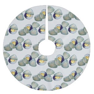 Clams Seafood Clambake Beach Ocean Clam Digging Brushed Polyester Tree Skirt