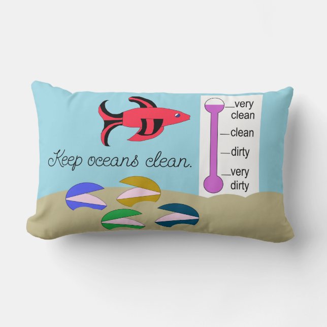 Clams with Swimming Fish: Lumbar Pillow (Front)