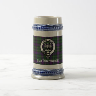 Clan Abercrombie Crest Badge & Tartan Custom Beer Stein