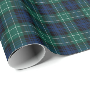 Clan Abercrombie Tartan Green and Blue Plaid Wrapping Paper