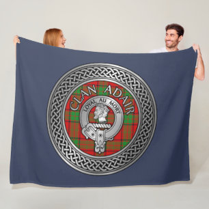 Clan Adair Crest & Tartan Knot Fleece Blanket
