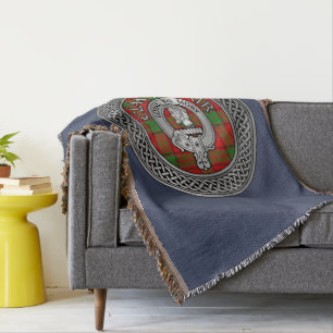 Clan Adair Crest & Tartan Knot Throw Blanket