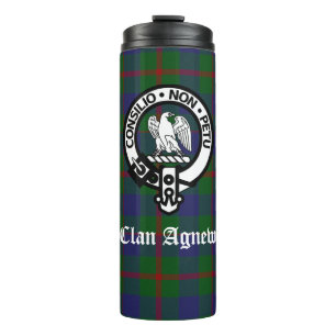 Clan Agnew Crest Badge and Tartan Thermal Tumbler
