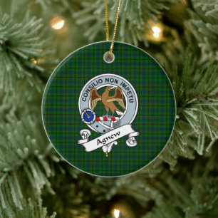 Clan Agnew Hunting Badge Tartan Plaid Ceramic Ornament