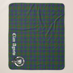 Clan Agnew Tartan and Crest Badge Sherpa Blanket