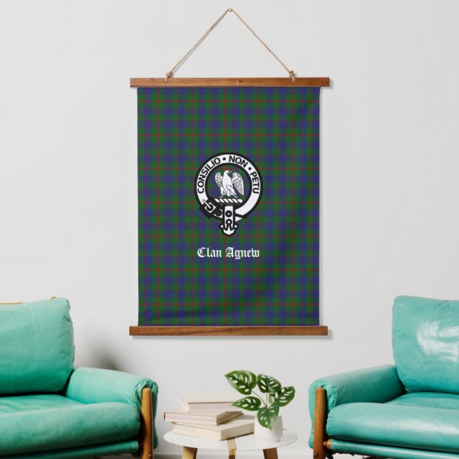 Clan Agnew Tartan Crest Customizable  Hanging Tapestry (Living Room)