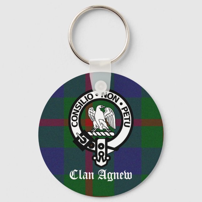 Clan Agnew Tartan Crest Keychain (Front)